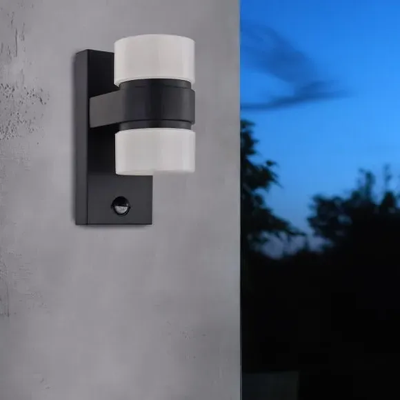 2 Light Outdoor Sensor Wall Light - Anthracite