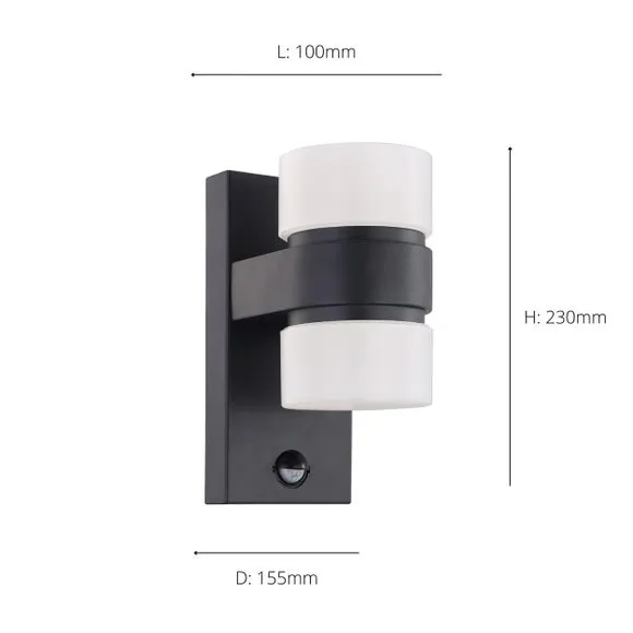 2 Light Outdoor Sensor Wall Light - Anthracite