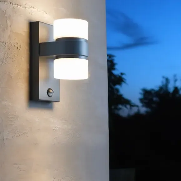 2 Light Outdoor Sensor Wall Light - Anthracite image