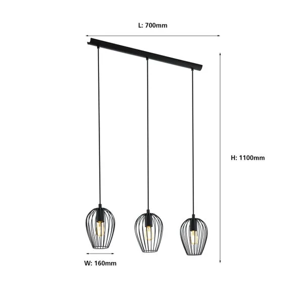 3-Light Adjustable Ceiling Light - Black, Metal