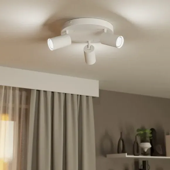 3-Light Adjustable Semi Flush Spotlight - White