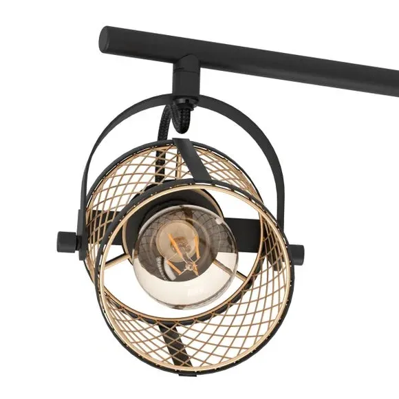 3-Light Adjustable Spotlight - Black, Metal