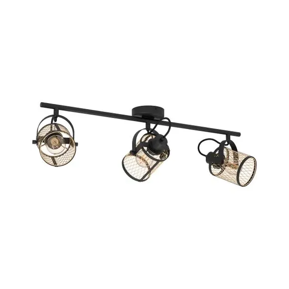 3-Light Adjustable Spotlight - Black, Metal