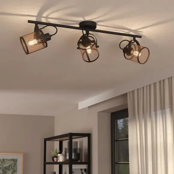 3-Light Adjustable Spotlight - Black, Metal image