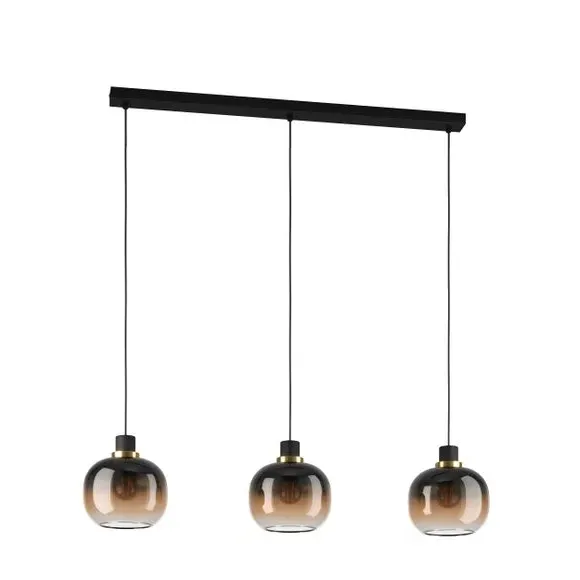 3-Light Ceiling Light with Glass Shades - Brown image