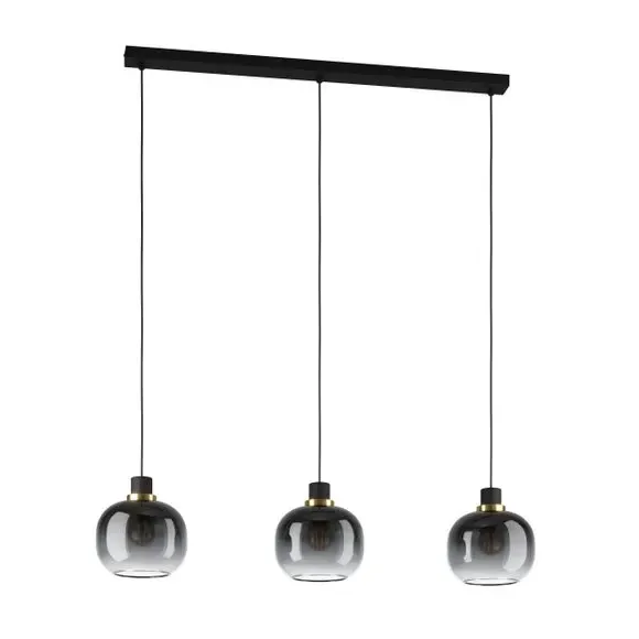 3-Light Ceiling Light with Glass Shades - Grey