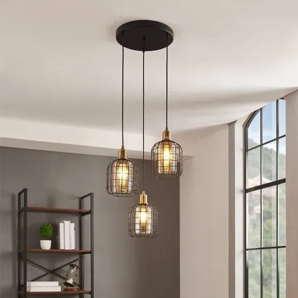 3 Light Cluster Ceiling Light - Bronze, Wire image