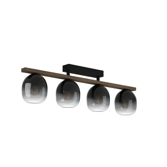 3 Light Flush Ceiling Light - Brown, Glass