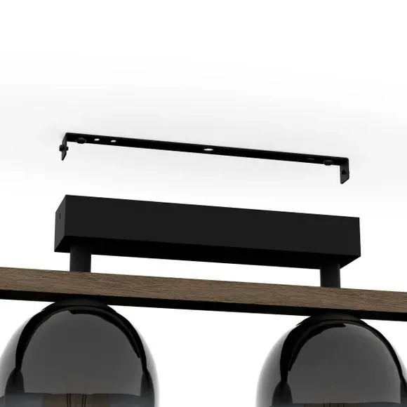 3 Light Flush Ceiling Light - Brown, Glass