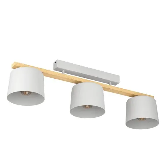 3-Light Flush Spotlight Bar - Grey, Wood