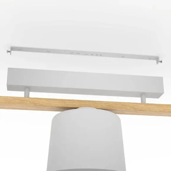 3-Light Flush Spotlight Bar - Grey, Wood