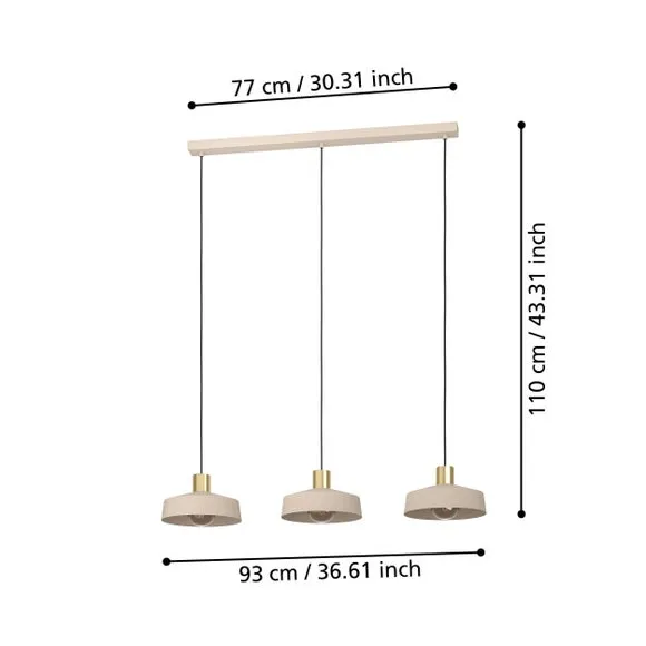 3-Light Pendant Ceiling Light - Sand, Steel