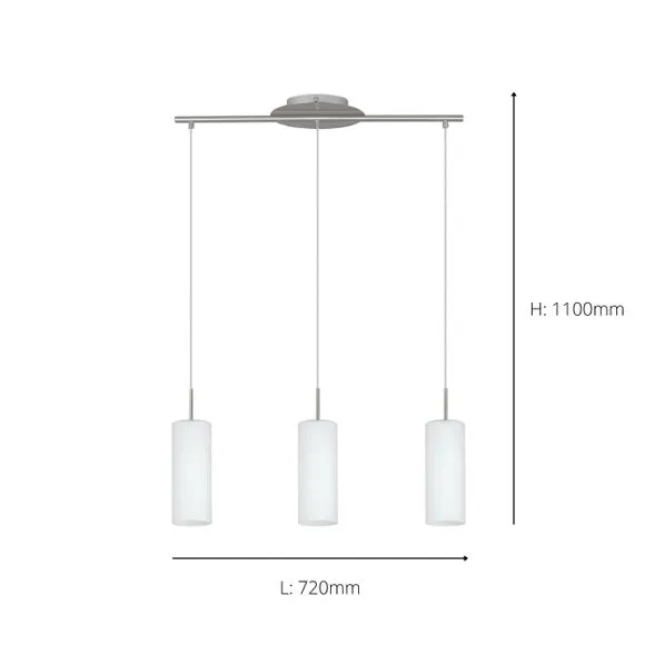 3-Light Pendant Light - Satin Nickel, Steel