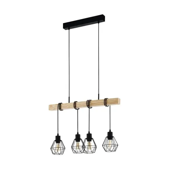 4-Light Ceiling Light with Adjustable Shades - Black