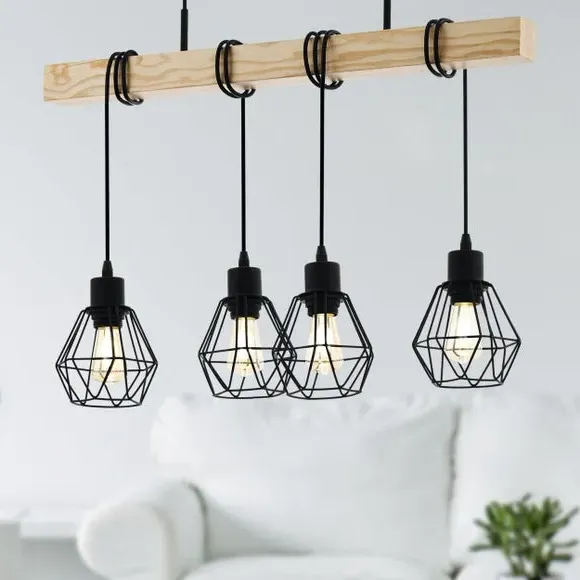 4-Light Ceiling Light with Adjustable Shades - Black image