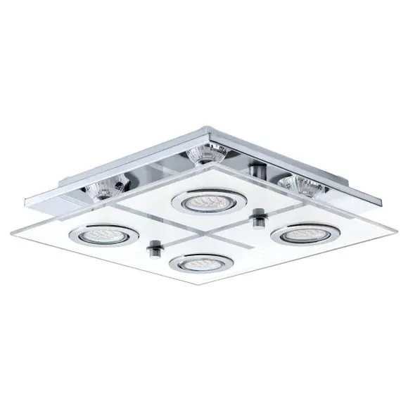 4-Light LED Flush Ceiling Light - Chrome, Steel