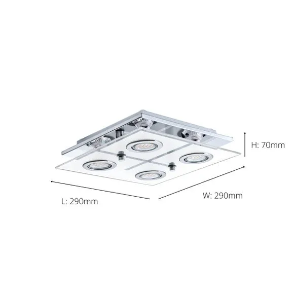 4-Light LED Flush Ceiling Light - Chrome, Steel