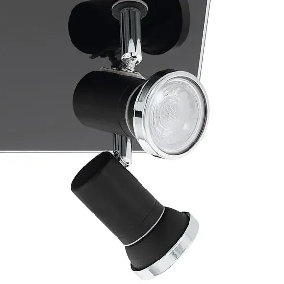 4-Light Semi Flush Spotlight - Black, Steel