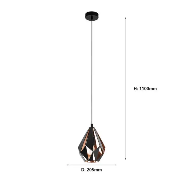 Adjustable Pendant Light Art Deco - Black, Metal