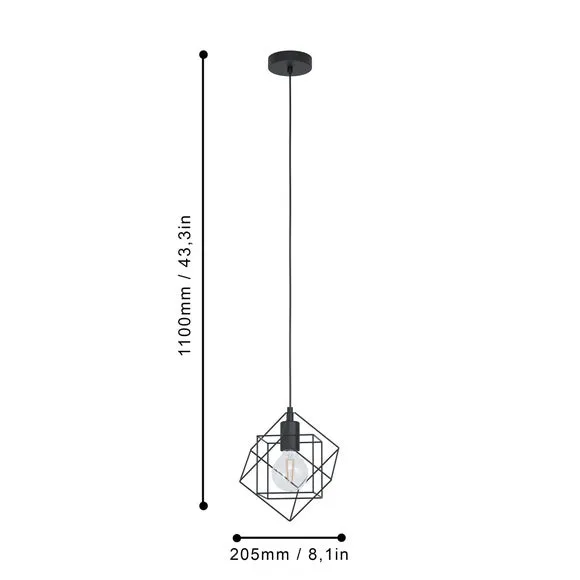 Adjustable Pendant Light - Black, Steel