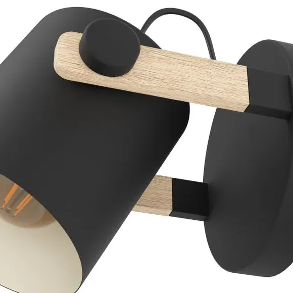 Adjustable Wall Ceiling Light - Black, Wood