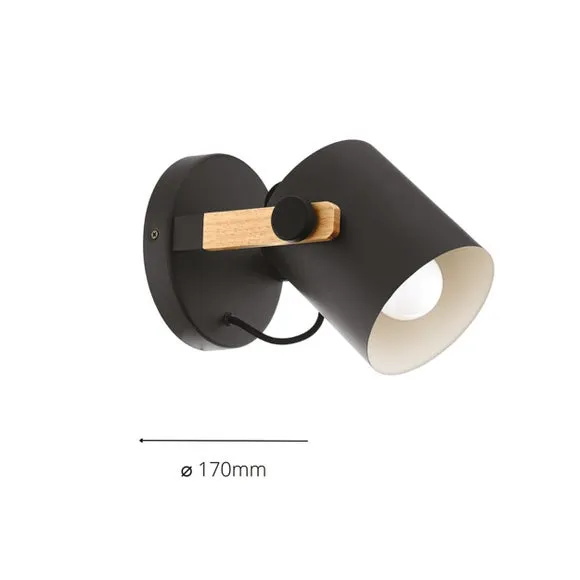 Adjustable Wall Ceiling Light - Black, Wood