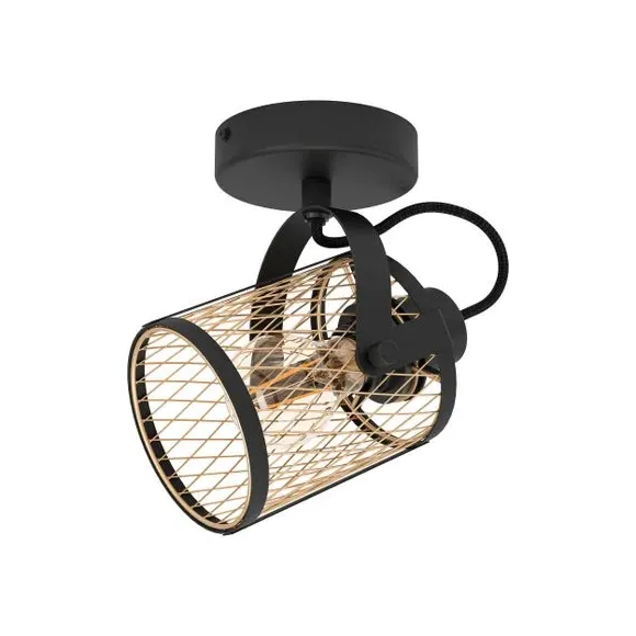 Adjustable Wall Ceiling Spotlight - Black, Metal
