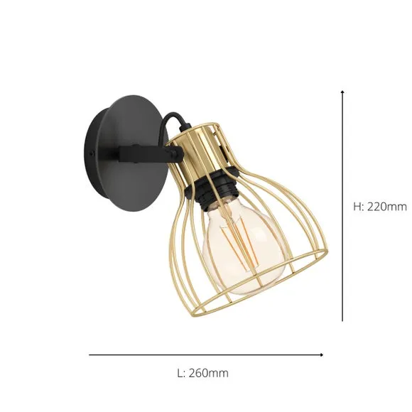 Adjustable Wall Ceiling Spotlight - Black, Steel