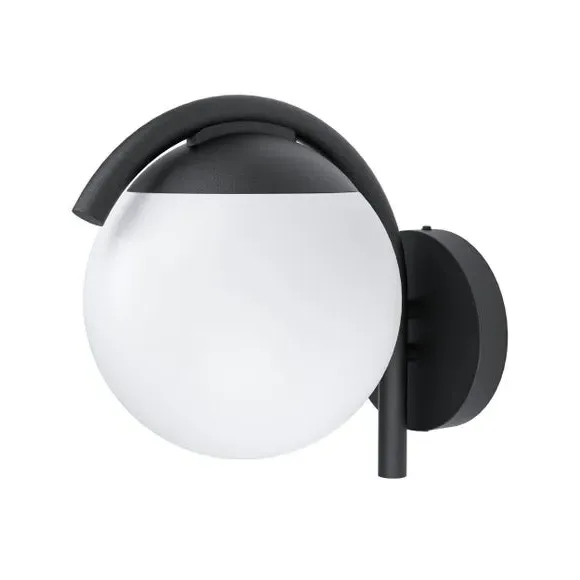 Arched Wall Light with IP44 Rating - Black, Metal