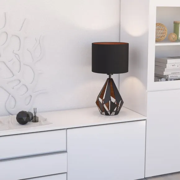 Art Deco Table Lamp with In-Line Switch - Black image
