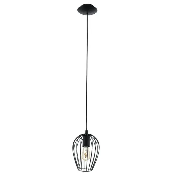 Caged Hanging Pendant Light - Black, Metal