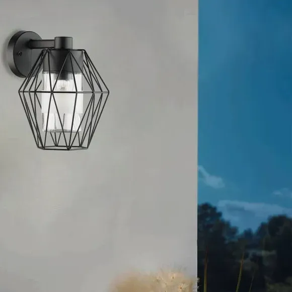 Caged Outdoor Wall Lamp - Black, Steel