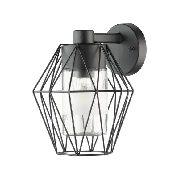 Caged Outdoor Wall Lamp - Black, Steel