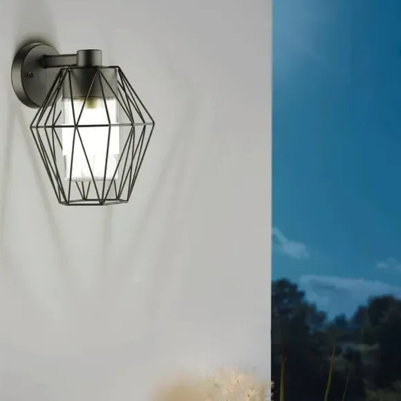 Caged Outdoor Wall Lamp - Black, Steel image