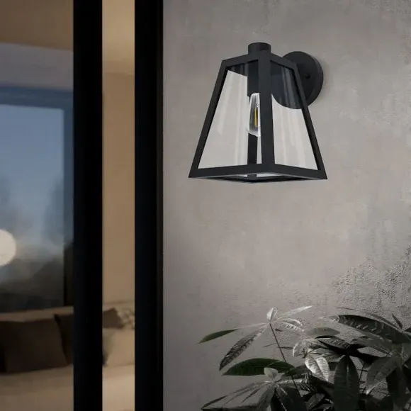 Caged Outdoor Wall Light - Black, Aluminium