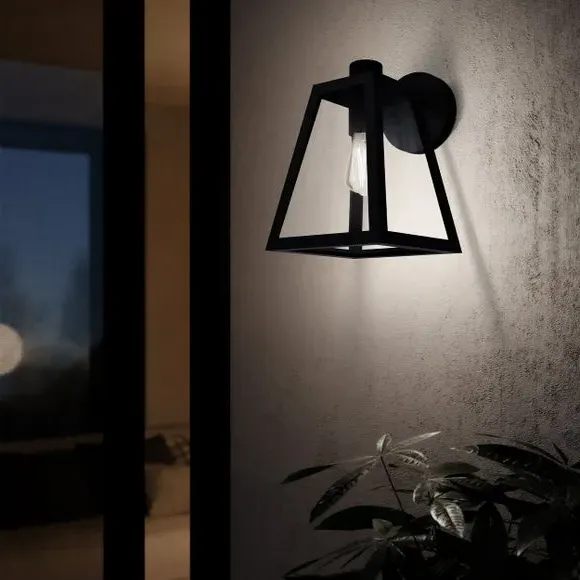 Caged Outdoor Wall Light - Black, Aluminium