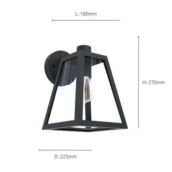 Caged Outdoor Wall Light - Black, Aluminium