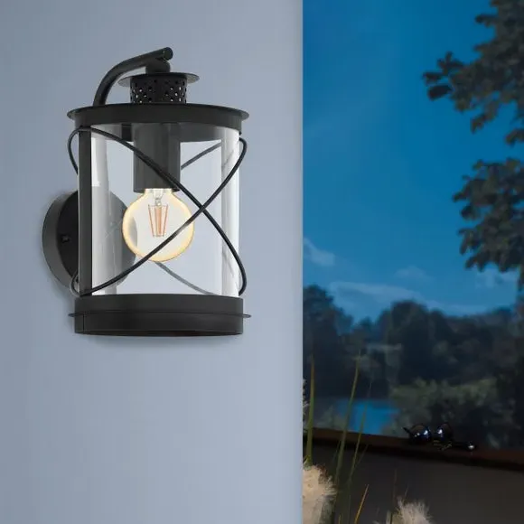 Caged Outdoor Wall Light - Black, Steel