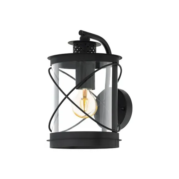 Caged Outdoor Wall Light - Black, Steel