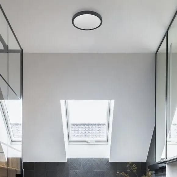 Circular LED Flush Ceiling Light - Black