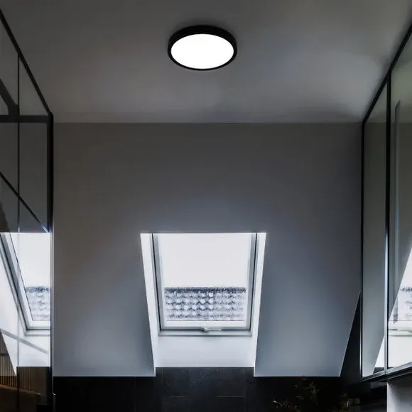 Circular LED Flush Ceiling Light - Black
