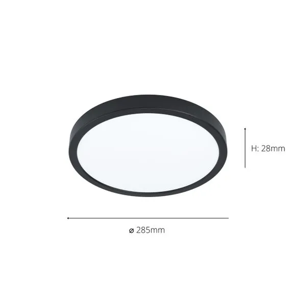 Circular LED Flush Ceiling Light - Black