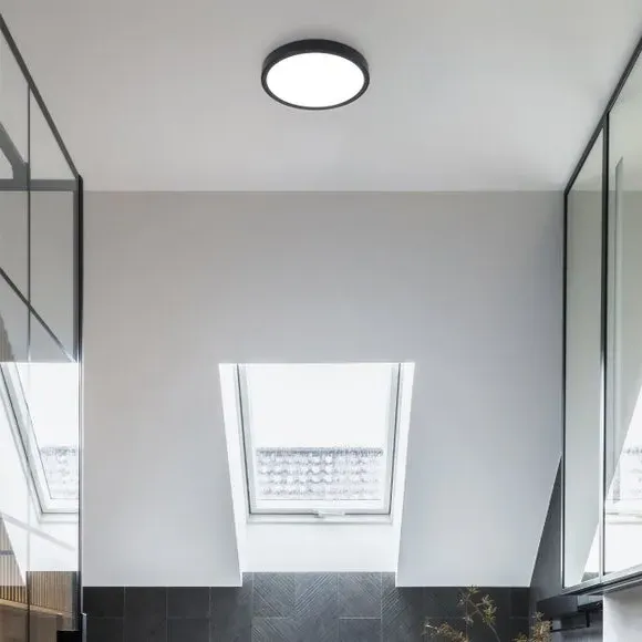 Circular LED Flush Ceiling Light - Black image