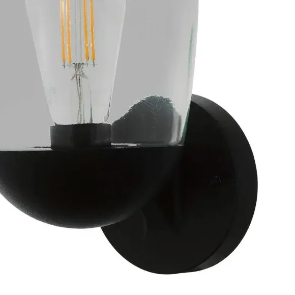 Circular Wall Light IP44 Rated - Black, Glass