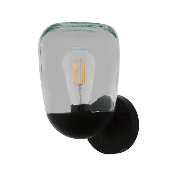 Circular Wall Light IP44 Rated - Black, Glass