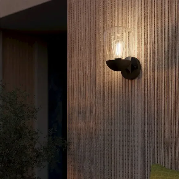 Circular Wall Light IP44 Rated - Black, Glass