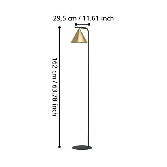 Conical Floor Lamp with Switch - Black, Metal