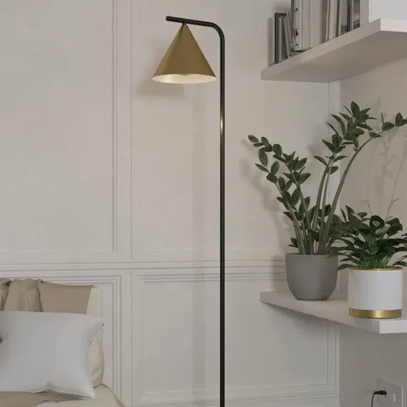 Conical Floor Lamp with Switch - Black, Metal image