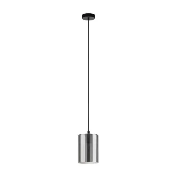 Cylindrical Pendant Light - Black, Smoked Glass