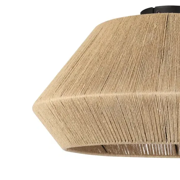 Diamond Flush Ceiling Light - Black, Hemp Yarn